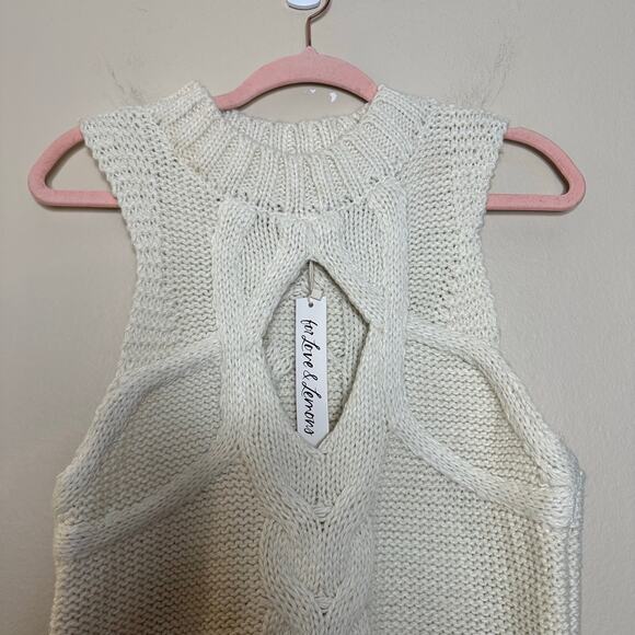 For Love & Lemons Keke Cable Knit Sweater Tank Top Womens Plus Size 2X Cream NWT - Picture 5 of 8